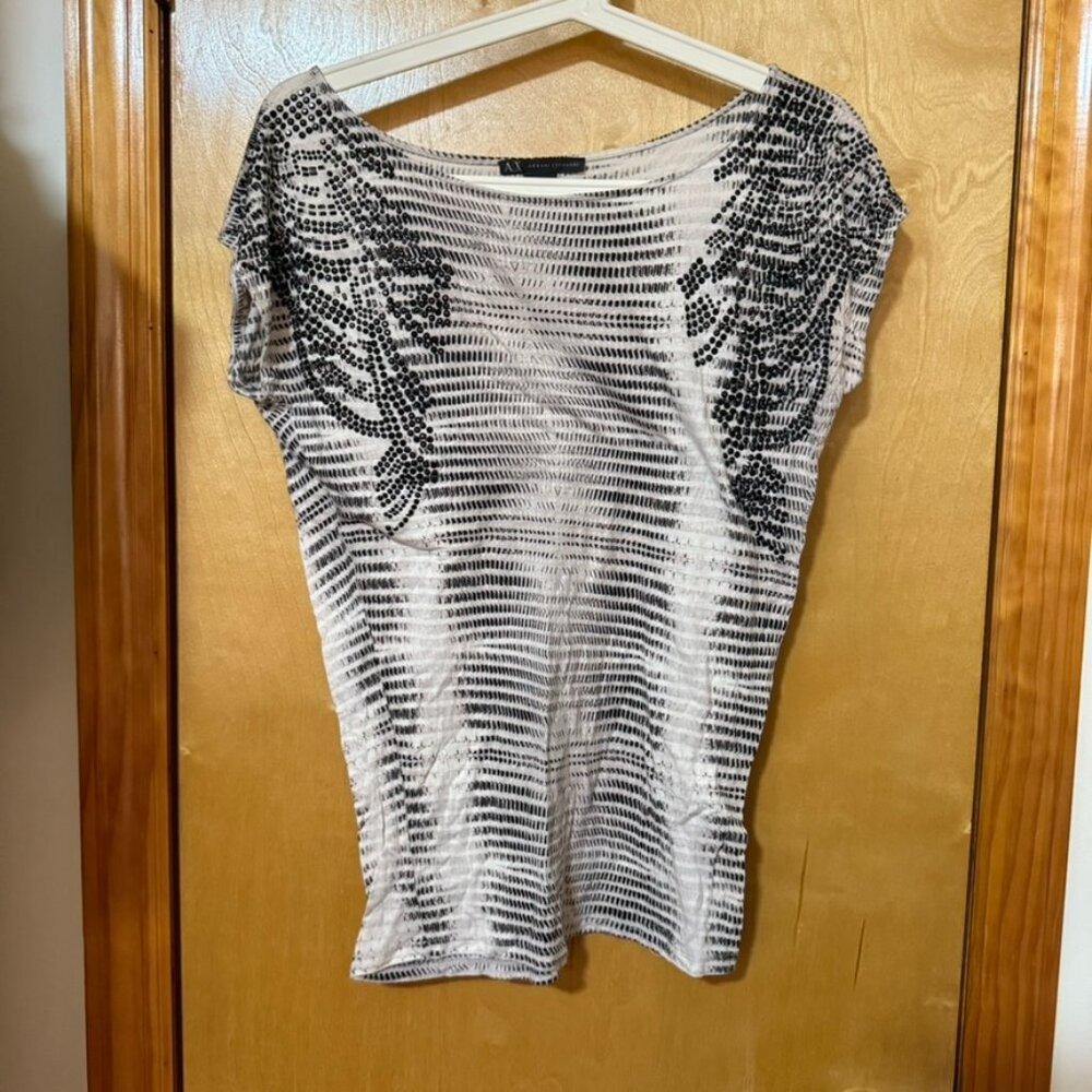 Armani Exchange gray black short sleeve with gems- size S
